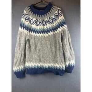 Vintage Hilda Ltd Icelandic Wool Sweater Nordic Yoke Mens XL 100% Wool